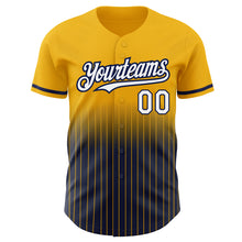 Загрузить изображение в средство просмотра галереи, Custom Gold Pinstripe White-Navy Authentic Fade Fashion Baseball Jersey