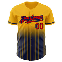 Загрузить изображение в средство просмотра галереи, Custom Gold Pinstripe Red-Navy Authentic Fade Fashion Baseball Jersey