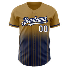 Загрузить изображение в средство просмотра галереи, Custom Old Gold Pinstripe White-Navy Authentic Fade Fashion Baseball Jersey