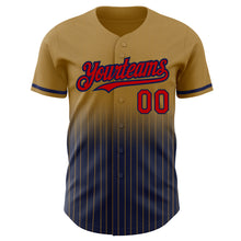 Загрузить изображение в средство просмотра галереи, Custom Old Gold Pinstripe Red-Navy Authentic Fade Fashion Baseball Jersey