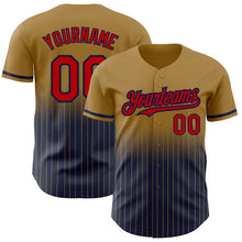 Загрузить изображение в средство просмотра галереи, Custom Old Gold Pinstripe Red-Navy Authentic Fade Fashion Baseball Jersey