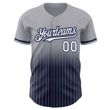 Загрузить изображение в средство просмотра галереи, Custom Gray Pinstripe White-Navy Authentic Fade Fashion Baseball Jersey