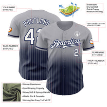 Загрузить изображение в средство просмотра галереи, Custom Gray Pinstripe White-Navy Authentic Fade Fashion Baseball Jersey