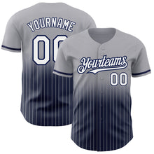 Загрузить изображение в средство просмотра галереи, Custom Gray Pinstripe White-Navy Authentic Fade Fashion Baseball Jersey