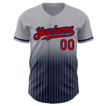 Charger l'image dans la galerie, Custom Gray Pinstripe Red-Navy Authentic Fade Fashion Baseball Jersey