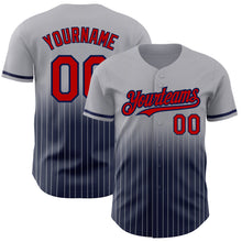 Charger l'image dans la galerie, Custom Gray Pinstripe Red-Navy Authentic Fade Fashion Baseball Jersey