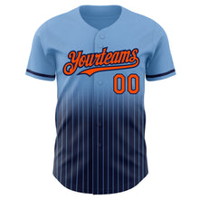 Загрузить изображение в средство просмотра галереи, Custom Light Blue Pinstripe Orange-Navy Authentic Fade Fashion Baseball Jersey