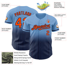 Загрузить изображение в средство просмотра галереи, Custom Light Blue Pinstripe Orange-Navy Authentic Fade Fashion Baseball Jersey