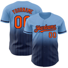 Загрузить изображение в средство просмотра галереи, Custom Light Blue Pinstripe Orange-Navy Authentic Fade Fashion Baseball Jersey