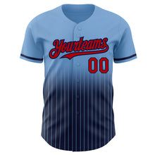 Загрузить изображение в средство просмотра галереи, Custom Light Blue Pinstripe Red-Navy Authentic Fade Fashion Baseball Jersey
