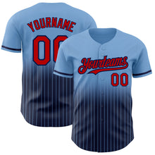 Загрузить изображение в средство просмотра галереи, Custom Light Blue Pinstripe Red-Navy Authentic Fade Fashion Baseball Jersey