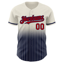 Загрузить изображение в средство просмотра галереи, Custom Cream Pinstripe Red-Navy Authentic Fade Fashion Baseball Jersey