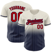 Загрузить изображение в средство просмотра галереи, Custom Cream Pinstripe Red-Navy Authentic Fade Fashion Baseball Jersey