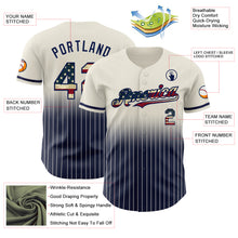 Load image into Gallery viewer, Custom Cream Pinstripe Vintage USA Flag-Navy Authentic Fade Fashion Baseball Jersey
