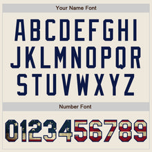 Load image into Gallery viewer, Custom Cream Pinstripe Vintage USA Flag-Navy Authentic Fade Fashion Baseball Jersey