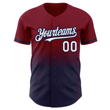 Загрузить изображение в средство просмотра галереи, Custom Maroon Pinstripe White-Navy Authentic Fade Fashion Baseball Jersey