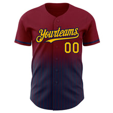 Загрузить изображение в средство просмотра галереи, Custom Maroon Pinstripe Gold-Navy Authentic Fade Fashion Baseball Jersey