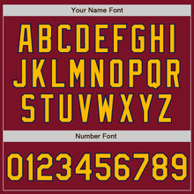 Загрузить изображение в средство просмотра галереи, Custom Maroon Pinstripe Gold-Navy Authentic Fade Fashion Baseball Jersey