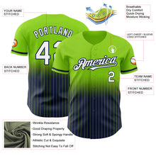 Загрузить изображение в средство просмотра галереи, Custom Neon Green Pinstripe White-Navy Authentic Fade Fashion Baseball Jersey