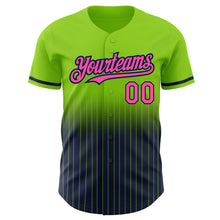 Загрузить изображение в средство просмотра галереи, Custom Neon Green Pinstripe Pink-Navy Authentic Fade Fashion Baseball Jersey