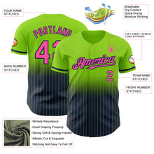 Загрузить изображение в средство просмотра галереи, Custom Neon Green Pinstripe Pink-Navy Authentic Fade Fashion Baseball Jersey
