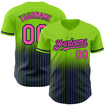 Загрузить изображение в средство просмотра галереи, Custom Neon Green Pinstripe Pink-Navy Authentic Fade Fashion Baseball Jersey