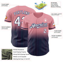 Загрузить изображение в средство просмотра галереи, Custom Medium Pink Pinstripe White-Navy Authentic Fade Fashion Baseball Jersey