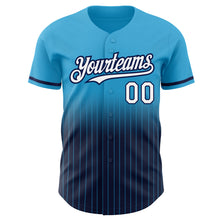 Загрузить изображение в средство просмотра галереи, Custom Sky Blue Pinstripe White-Navy Authentic Fade Fashion Baseball Jersey