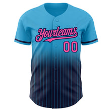 Загрузить изображение в средство просмотра галереи, Custom Sky Blue Pinstripe Pink-Navy Authentic Fade Fashion Baseball Jersey