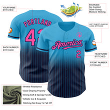 Загрузить изображение в средство просмотра галереи, Custom Sky Blue Pinstripe Pink-Navy Authentic Fade Fashion Baseball Jersey
