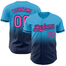 Загрузить изображение в средство просмотра галереи, Custom Sky Blue Pinstripe Pink-Navy Authentic Fade Fashion Baseball Jersey