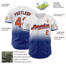 Load image into Gallery viewer, Custom White Pinstripe Orange-Royal Authentic Fade Fashion Baseball Jersey