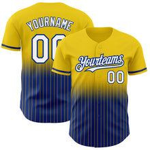 Загрузить изображение в средство просмотра галереи, Custom Yellow Pinstripe White-Royal Authentic Fade Fashion Baseball Jersey