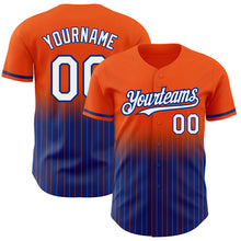 Загрузить изображение в средство просмотра галереи, Custom Orange Pinstripe White-Royal Authentic Fade Fashion Baseball Jersey
