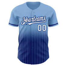 Загрузить изображение в средство просмотра галереи, Custom Light Blue Pinstripe White-Royal Authentic Fade Fashion Baseball Jersey