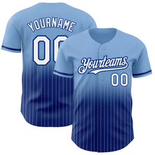 Загрузить изображение в средство просмотра галереи, Custom Light Blue Pinstripe White-Royal Authentic Fade Fashion Baseball Jersey