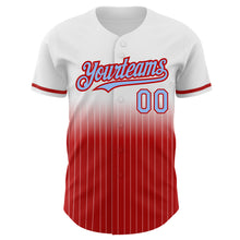 Laden Sie das Bild in den Galerie-Viewer, Custom White Pinstripe Light Blue-Red Authentic Fade Fashion Baseball Jersey