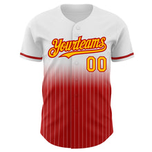 Laden Sie das Bild in den Galerie-Viewer, Custom White Pinstripe Gold-Red Authentic Fade Fashion Baseball Jersey