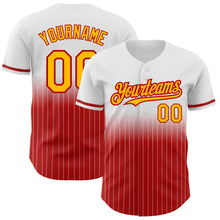 Laden Sie das Bild in den Galerie-Viewer, Custom White Pinstripe Gold-Red Authentic Fade Fashion Baseball Jersey