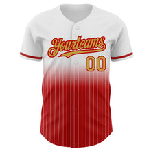 Laden Sie das Bild in den Galerie-Viewer, Custom White Pinstripe Old Gold-Red Authentic Fade Fashion Baseball Jersey