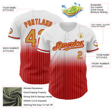 Laden Sie das Bild in den Galerie-Viewer, Custom White Pinstripe Old Gold-Red Authentic Fade Fashion Baseball Jersey