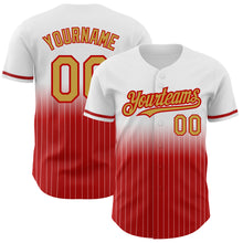 Laden Sie das Bild in den Galerie-Viewer, Custom White Pinstripe Old Gold-Red Authentic Fade Fashion Baseball Jersey
