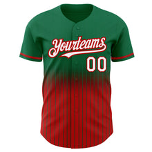 Загрузить изображение в средство просмотра галереи, Custom Kelly Green Pinstripe White-Red Authentic Fade Fashion Baseball Jersey