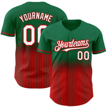 Загрузить изображение в средство просмотра галереи, Custom Kelly Green Pinstripe White-Red Authentic Fade Fashion Baseball Jersey