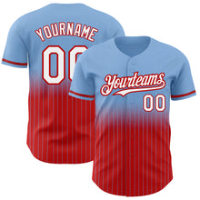Загрузить изображение в средство просмотра галереи, Custom Light Blue Pinstripe White-Red Authentic Fade Fashion Baseball Jersey