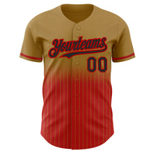Загрузить изображение в средство просмотра галереи, Custom Old Gold Pinstripe Black-Red Authentic Fade Fashion Baseball Jersey