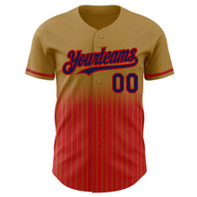Загрузить изображение в средство просмотра галереи, Custom Old Gold Pinstripe Navy-Red Authentic Fade Fashion Baseball Jersey