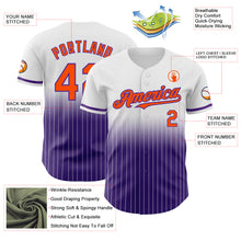 Laden Sie das Bild in den Galerie-Viewer, Custom White Pinstripe Orange-Purple Authentic Fade Fashion Baseball Jersey