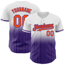 Laden Sie das Bild in den Galerie-Viewer, Custom White Pinstripe Orange-Purple Authentic Fade Fashion Baseball Jersey