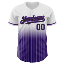 Laden Sie das Bild in den Galerie-Viewer, Custom White Pinstripe Black-Purple Authentic Fade Fashion Baseball Jersey